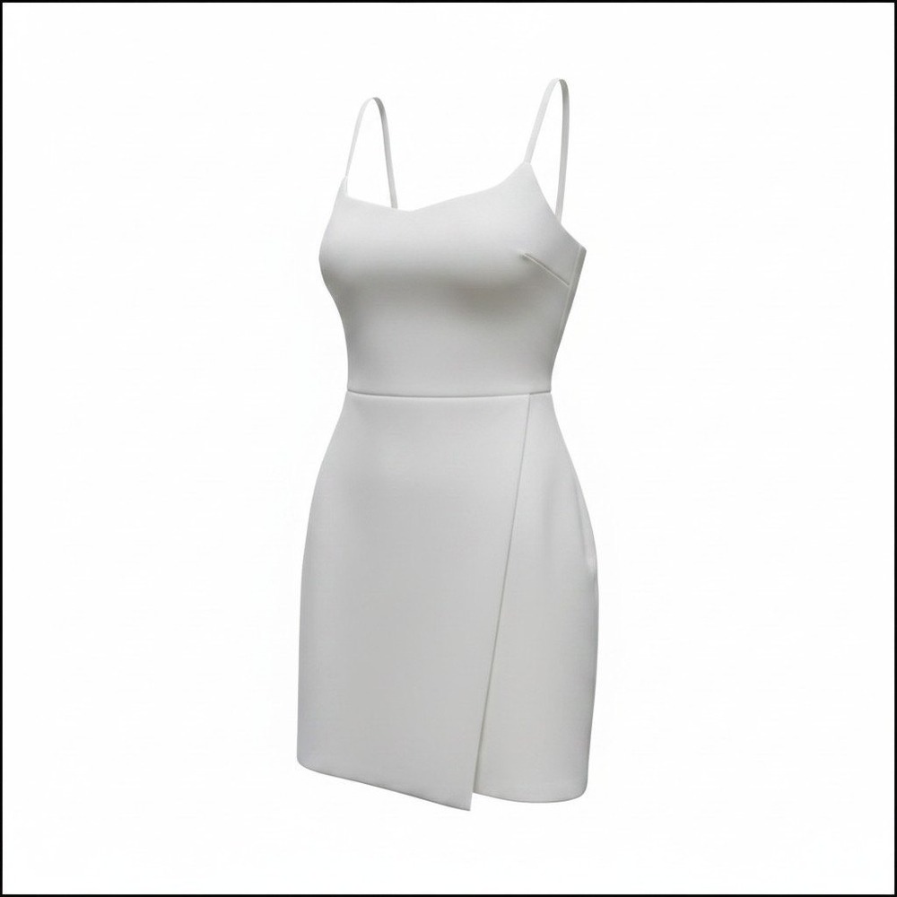 French Connection Mini Dress Women 12 White Sleeveless V-Neck Wrap Skirt Mini